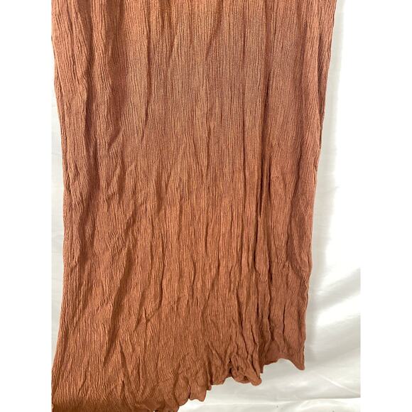 Forever 21 Women Crinkle Halter Maxi Dress Elastic Waist Tie Back Rust Size S - Picture 5 of 8